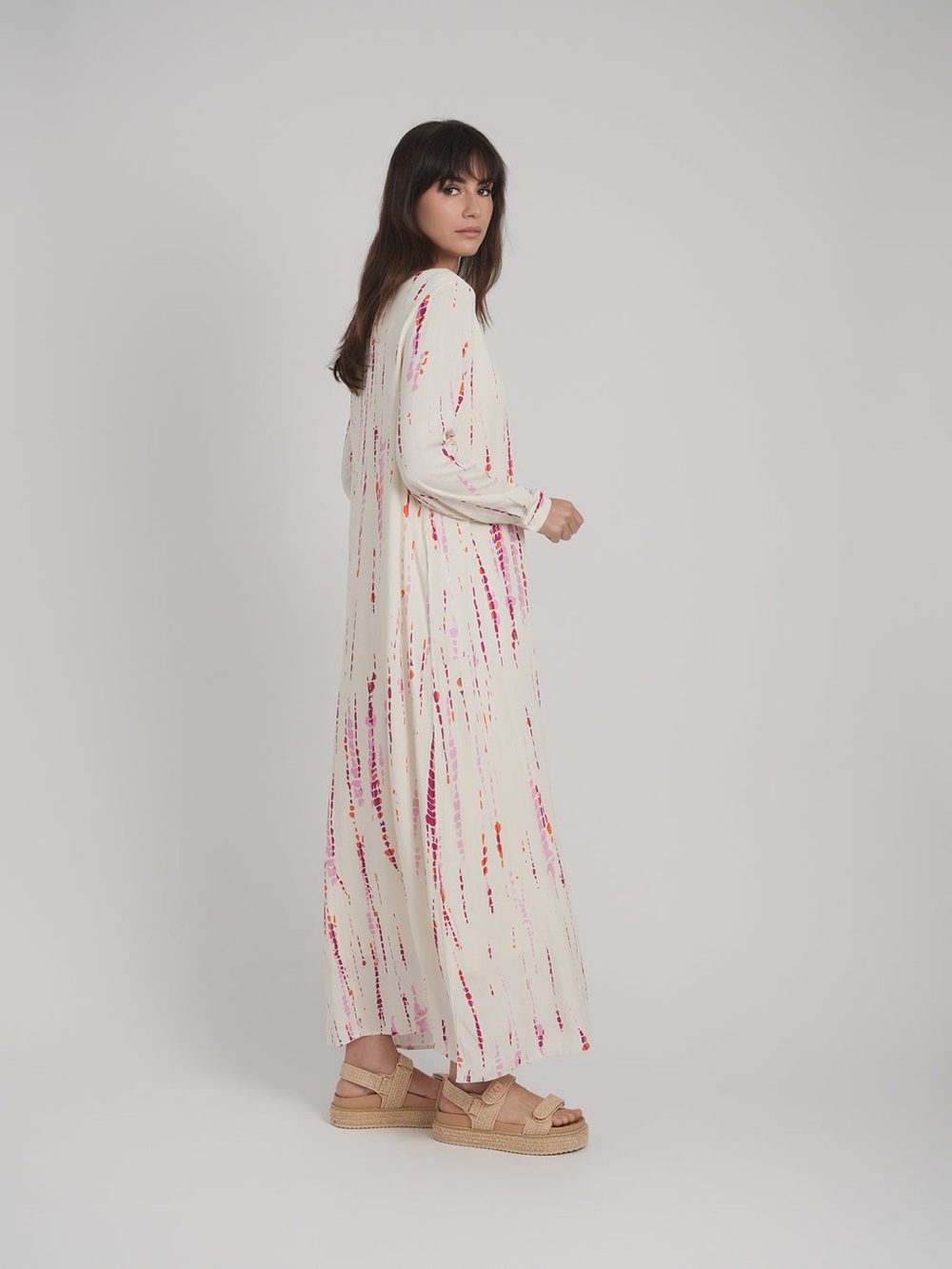 Maya Place Pink Tie Dye Long sleeve Maxi Dress   - Small - Picture 2 of 15